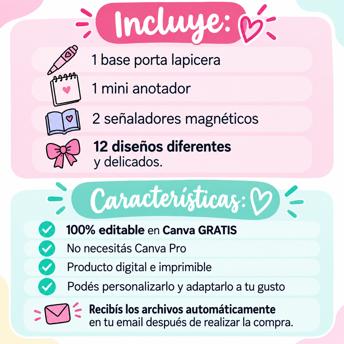 🎀 Kit de Papelería Especial Editable ✨